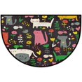 Bathroom Rugs Cat Cartoon Half Round Door Mat, Flower Butterfly Balck