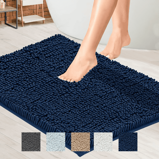 Mayshine Soft Thick Bathroom Rugs, Chenille Bath Mats Microfiber, Dark