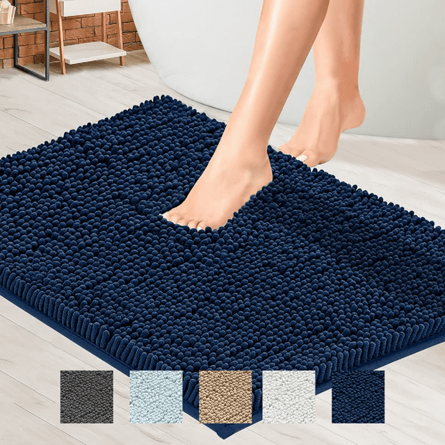 Mayshine Luxury Shaggy Chenille Bath Rug, Quick Dry Bathroom Rug Mat