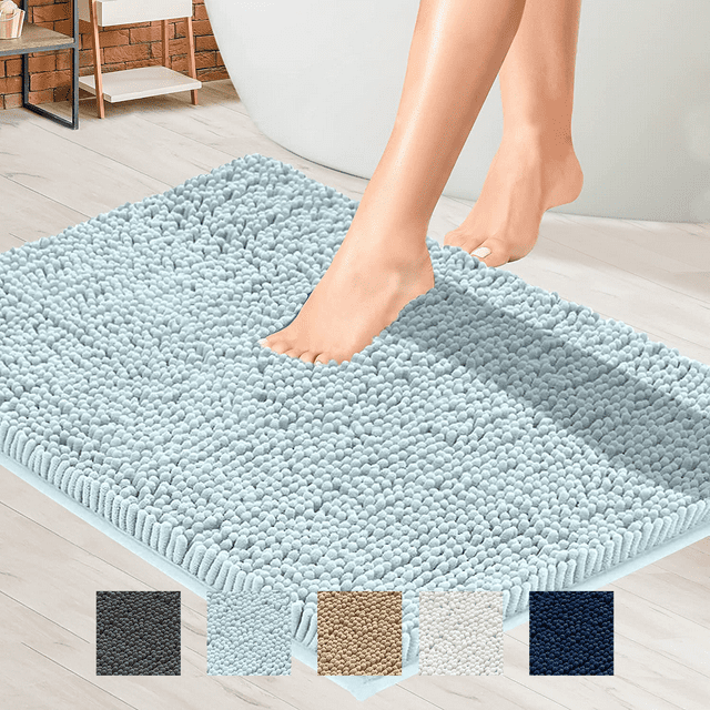 Mayshine Soft Chenille Bath Rug, NonSlip Bathroom Rug Mat Thick