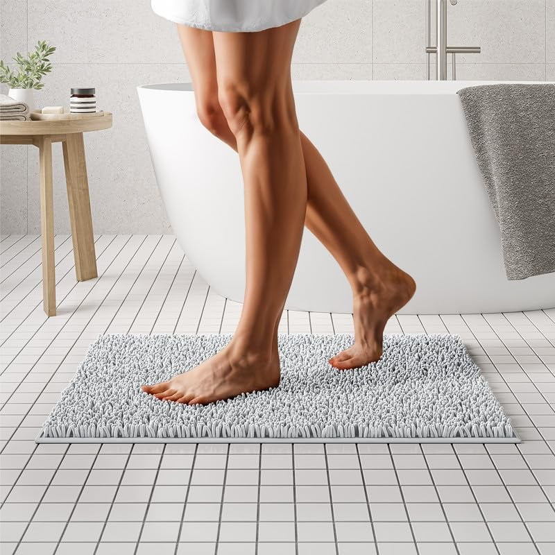 Mayshine Non Slip Microfiber Chenille Machine Washable Bath Mat for ...
