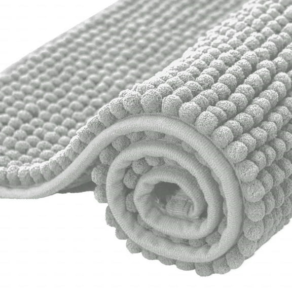 Bathroom Rugs Chenille Bath Rug Soft Short Plush Bath Mat Soft Shower Mat Water Absorbent Shower Mat Quick Dry Machine Washable(Light Gray,16" x 24")