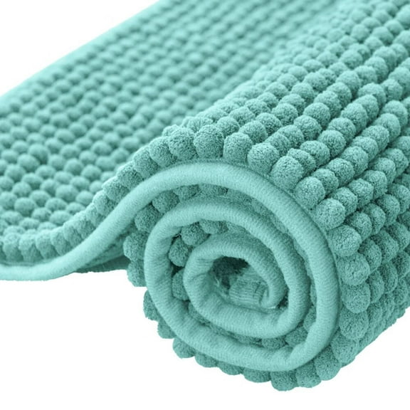 Bathroom Rugs Chenille Bath Rug Soft Short Plush Bath Mat Soft Shower Mat Water Absorbent Shower Mat Quick Dry Machine Washable(Light Green,16" x 24")