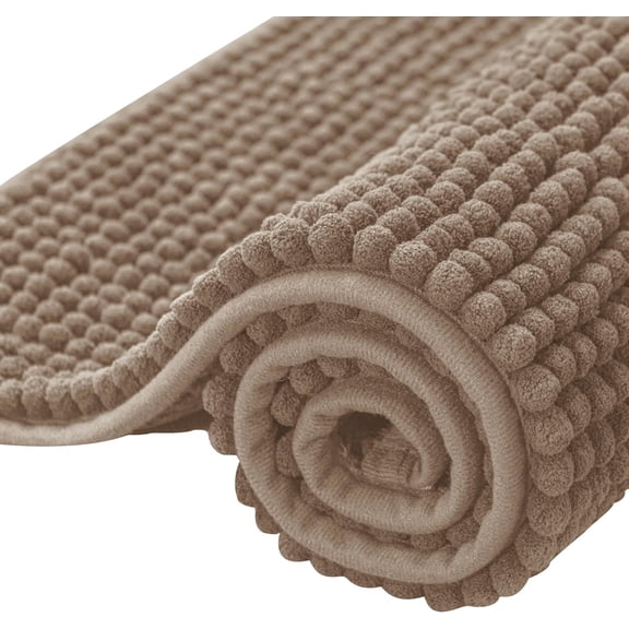 Bathroom Rugs Chenille Bath Rug Soft Short Plush Bath Mat Soft Shower Mat Water Absorbent Shower Mat Quick Dry Machine Washable(Taupe Brown,16" x 24")