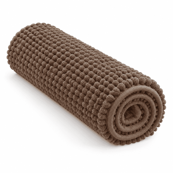 Bathroom Rugs Chenille Bath Rug Soft Short Plush Mat Shower Water Absorbent Quick Dryhine Washable(brown 18" X 24")