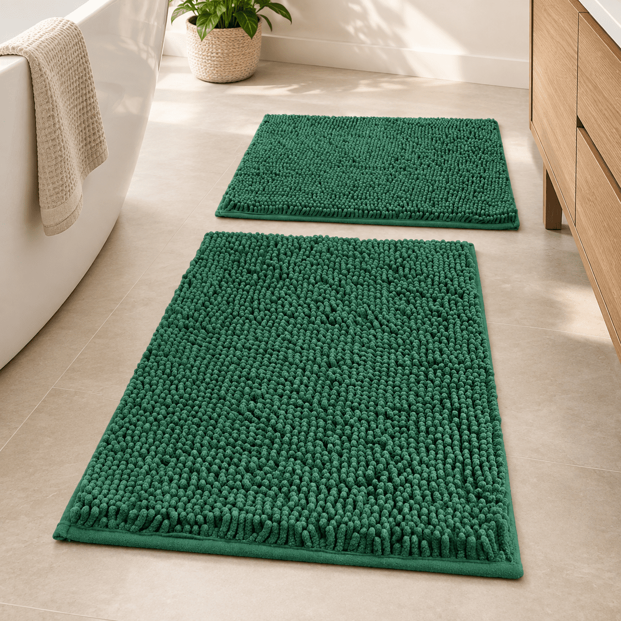 Bathroom Rugs Chenille Extra Thick And Absorbent Non-sliphine Washable ...