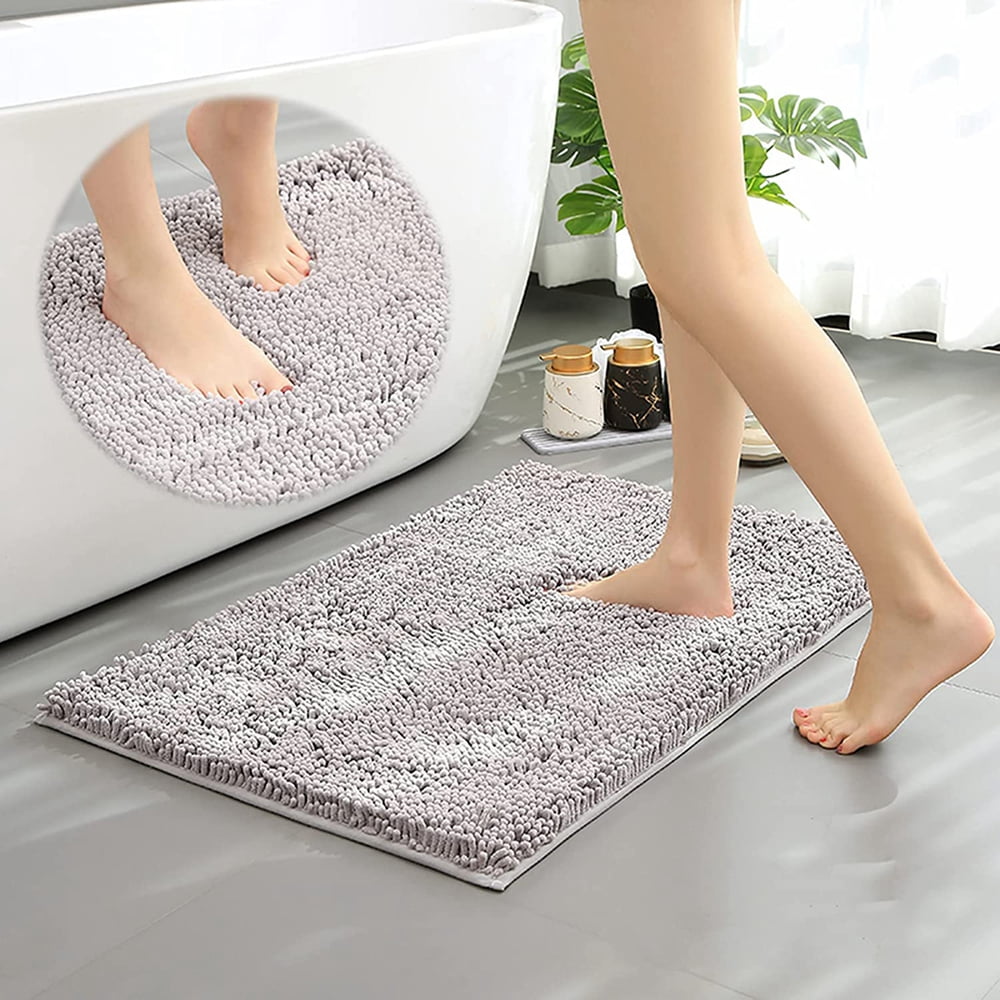 Bathroom Rugs Chenille Soft Short Plush Bath Mat Non-Slip Water Absorbent Shower  Mat Quick Dry Machine Washable (Light Gray, 24' X 60') - China Mat and  Carpet price