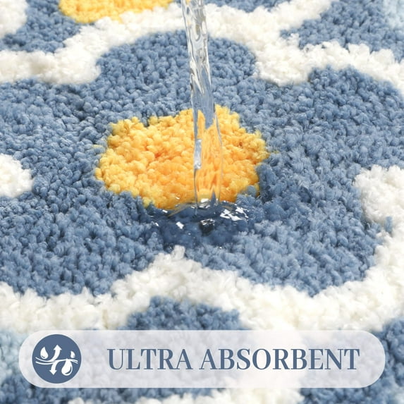 Bathroom Rugs, Cute Flower Bath Mat Flower Rug Non Slip Floor Carpet Microfiber Super Absorbent Machine Washable Bathtub Rug for Bedroom, Living Room and Bathroom Decor (19.6 x 31.4 inch)