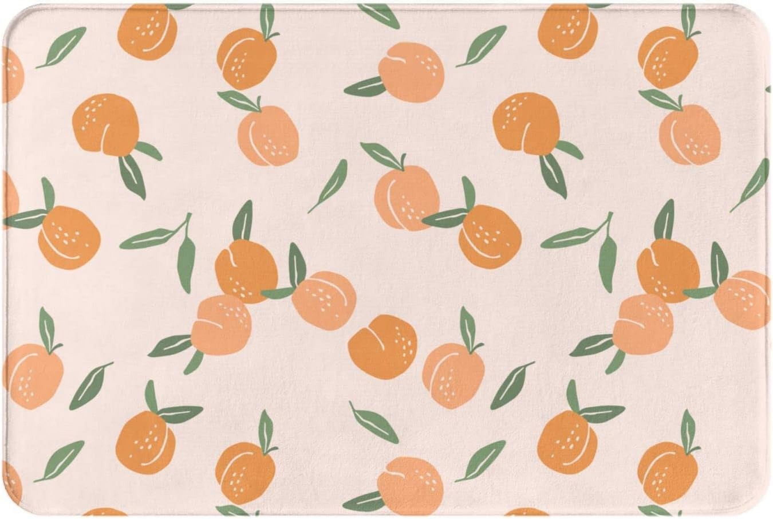 Bathroom Rugs Cute Peach On Pink Background Bath Mat Soft Non-Slip Rugs ...