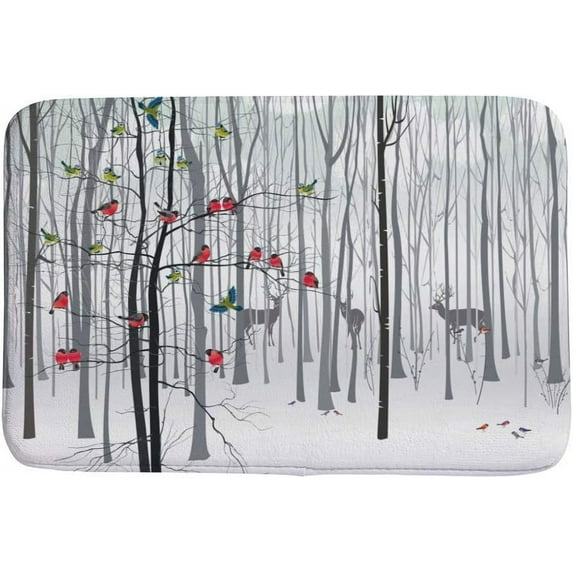 Bathroom Rugs Door Mat Floor Mat Super Cozy Christmas Tree Forest Print Bathroom Carpet Decorative Indoor Outdoor 31 x 20 inch Carpet Runner