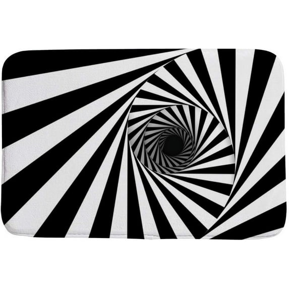 Bathroom Rugs Door Mat Floor Mat Super Cozy Black White Lines Spiral Vortex Print Bathroom Carpet Decorative Indoor Outdoor 23.6x15.7 inch Carpet Runner