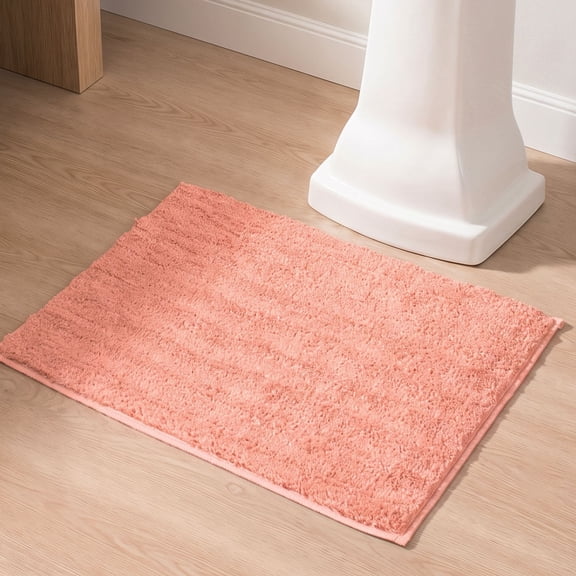 Bathroom Rugs, Extra Soft Absorbent Bath Rugs, Non-Slip, Quick Drying, Machine Washable, Plush Comfort for Bathroom Floor, Tub, Shower and Home Decor Accessories, 17x24, Coral