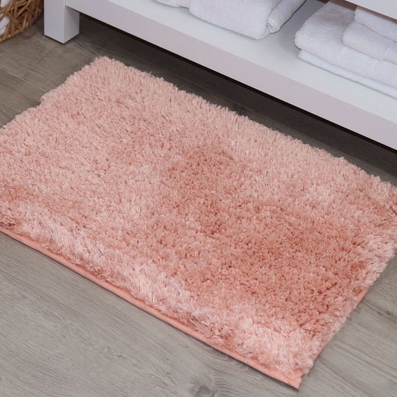 Bathroom Rugs, Extra Soft Absorbent Bath Rugs, Non-Slip, Quick Drying, Machine Washable, Plush Comfort for Bathroom Floor, Tub, Shower and Home Decor Accessories, 17x24, Coral