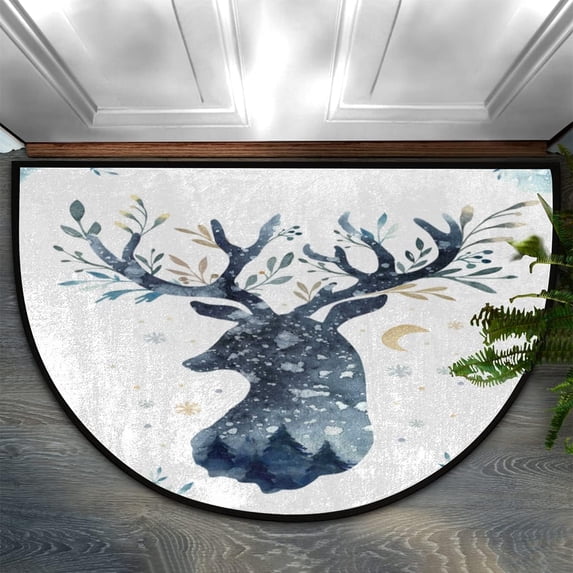 Bathroom Rugs Half Round Doormat Merry Christmas Indoor mat Anti-Skid Semi Circle Doormat Entrance Fall Half Circle Floor Rugs for Bathroom Area Rugs mat 18x30 in