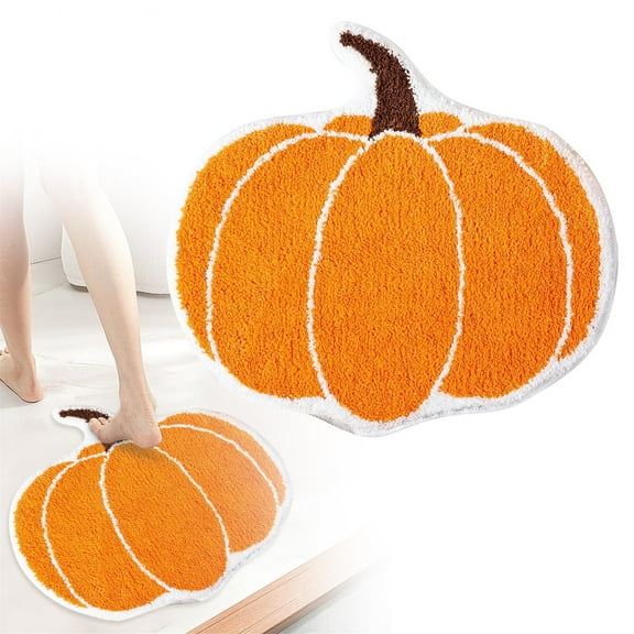Bathroom Rugs Halloween Orange Rug Cute Pumpkin Bath Mat for Living Room,Bedroom Small Fluffy Washable Rug Non Slip Bath Mats Thanksgiving Door Mat Autumn