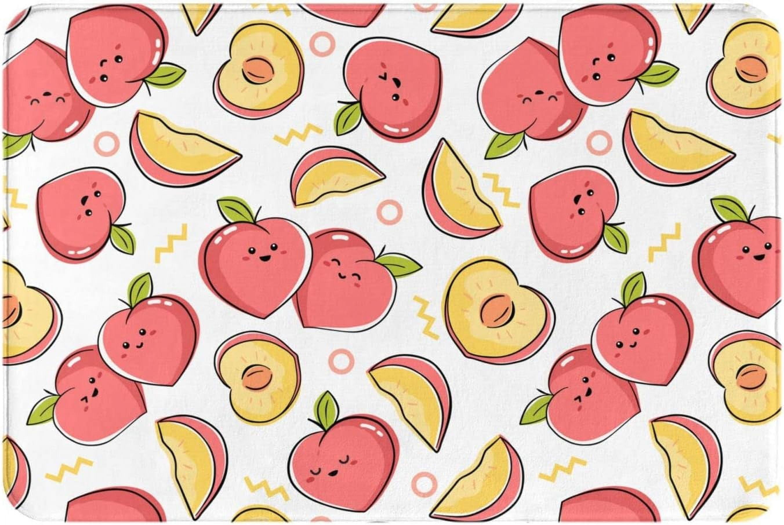 Bathroom Rugs Kawaii Peach Fruits Bath Mat Soft NonSlip Rugs for