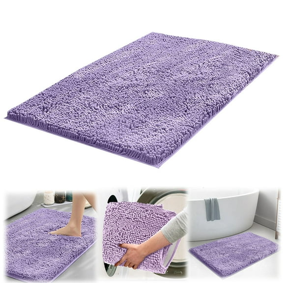 Bathroom Rugs Mat 23.62x15.74 Non Slip Chenille Bath Mats Bath Rugs for Bathroom Shower Lavender