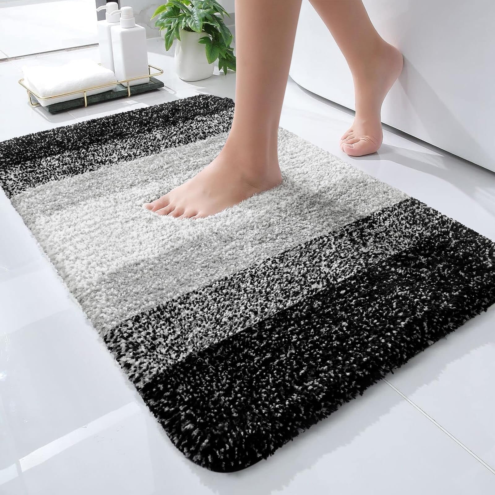 Bath Rug Black 24" X 16" For Floor Tub and Shower