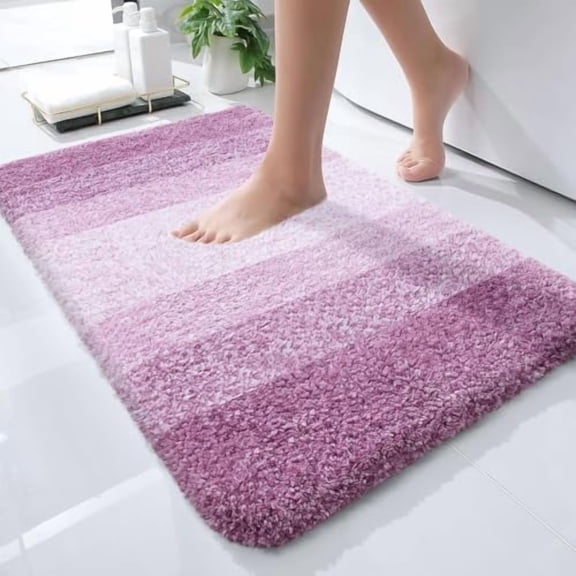 Bathroom Rugs Mat 24x16, Extra Soft Absorbent Microfiber Bath Rugs, Rubber Backing, Quick Dry, Washable Bath Mats for Bathroom Floor, Tub and Shower, Home Decor Accessories, Pinkish-Purple