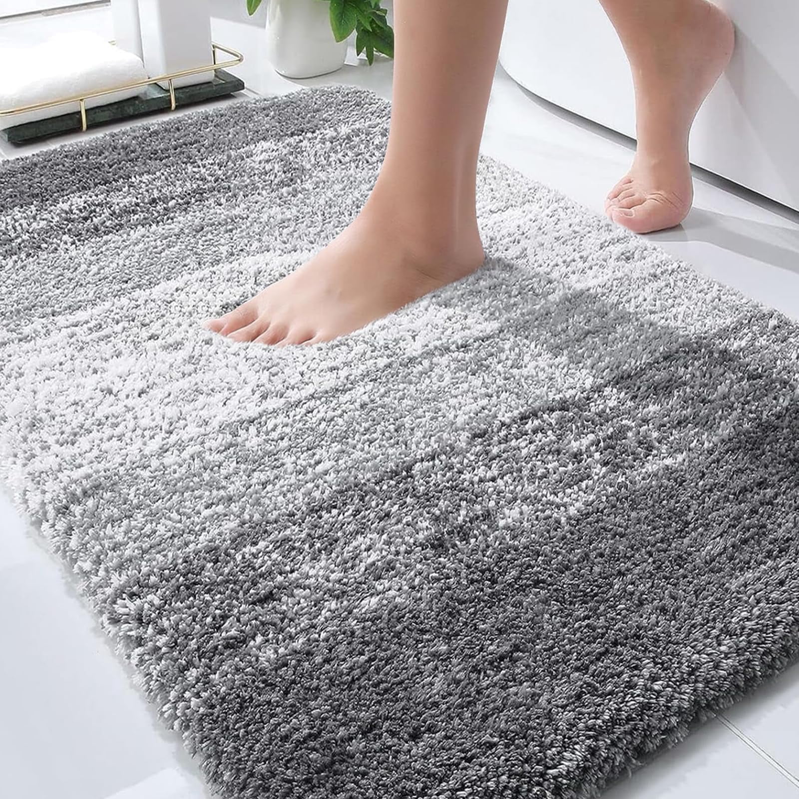 Bathroom Rugs Mat 30x20  Extra Soft Absorbent Microfiber Bath Rubber Backing Quick Dry Machine Washable Mats For Floor Tub And Shower Home Decor Accessories Grey