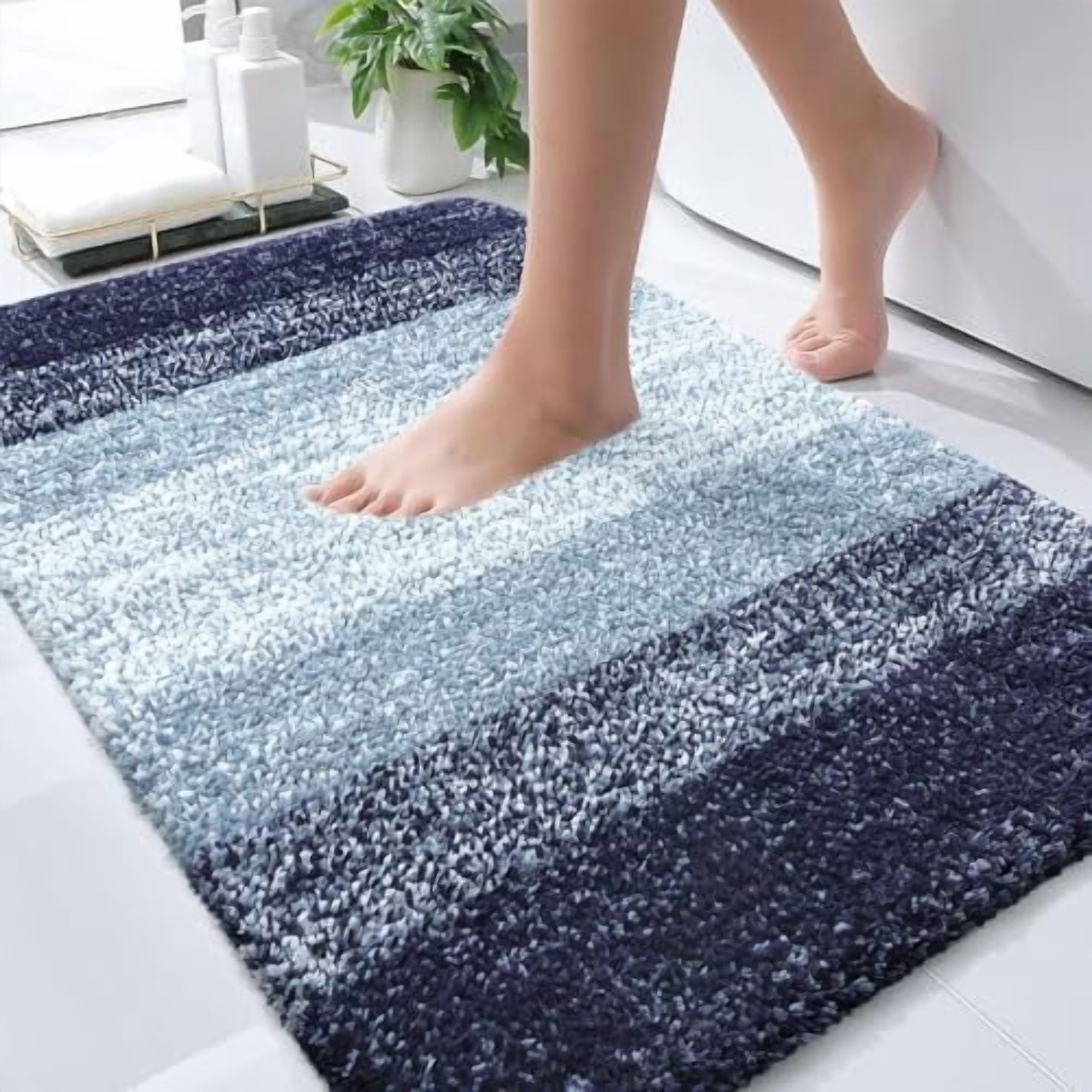 Bathroom Rugs Mat 30x20, Extra Soft Absorbent Microfiber Bath Rugs, Rubber Backing, Quick Dry, Machine Washable Bath Mats for Bathroom Floor, Tub and Shower, Home Decor Accessories, Airy Blue