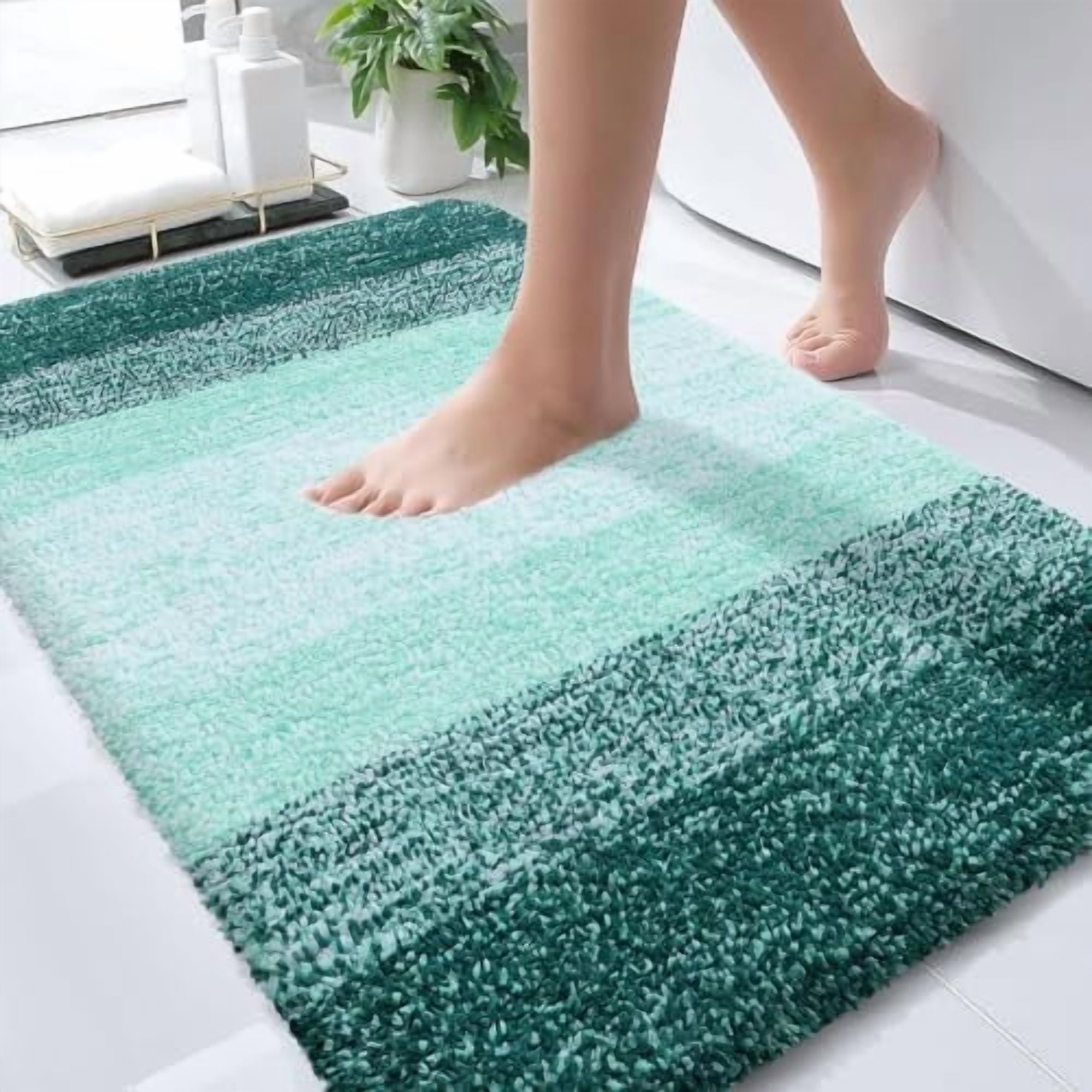 Bathroom Rugs Mat 30x20, Extra Soft Absorbent Microfiber Bath Rugs, Rubber Backing, Quick Dry, Washable Bath Mats for Bathroom Floor, Tub and Shower, Home Decor Accessories, Blackish Green