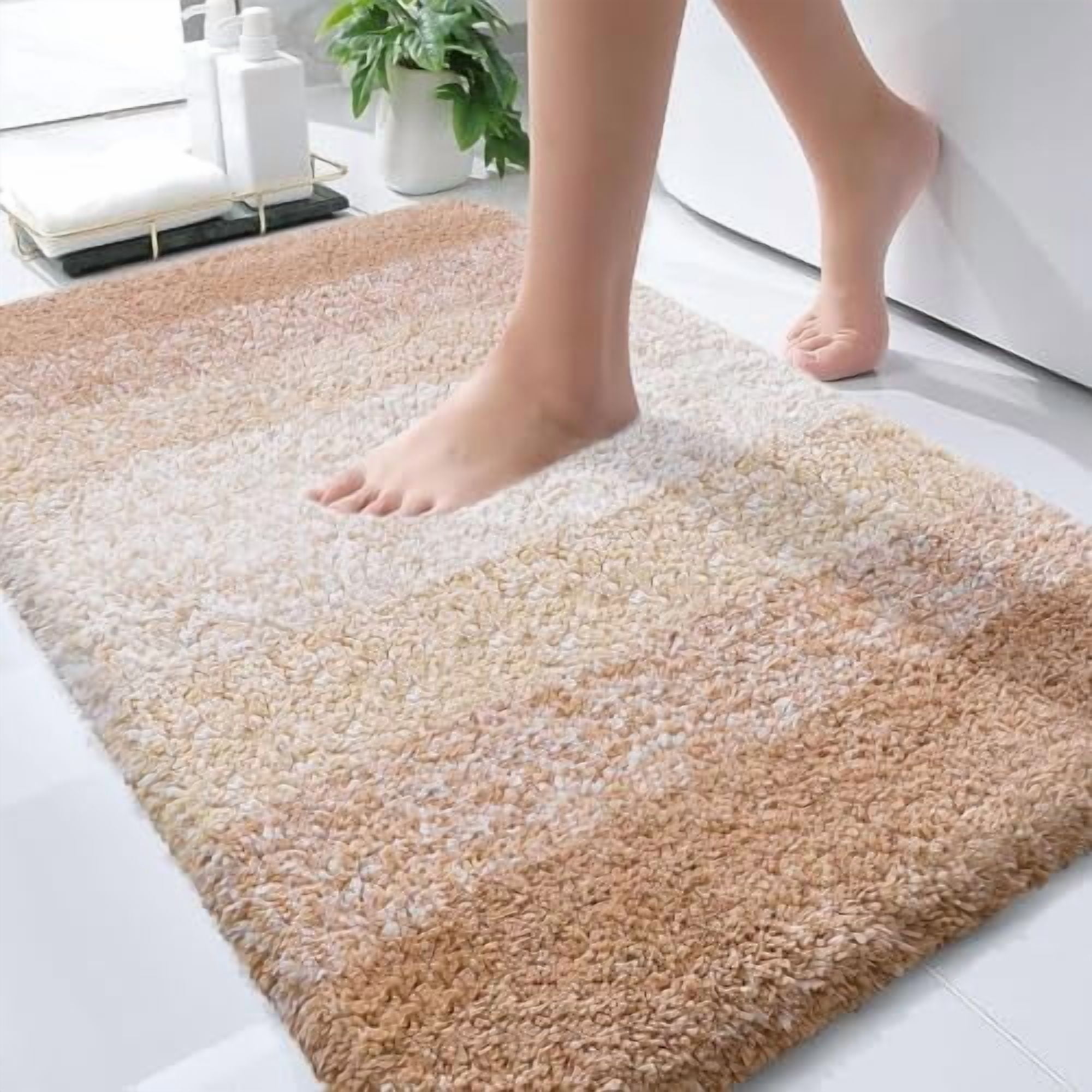 Bathroom Rugs Mat 36x24, Extra Soft Absorbent Microfiber Bath Rugs, Rubber Backing, Quick Dry, Machine Washable Bath Mats for Bathroom Floor, Tub and Shower, Home Decor Accessories, Beige