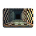Bathroom Rugs Mat 3d Abstract Chess Board，Black and White Chessboard