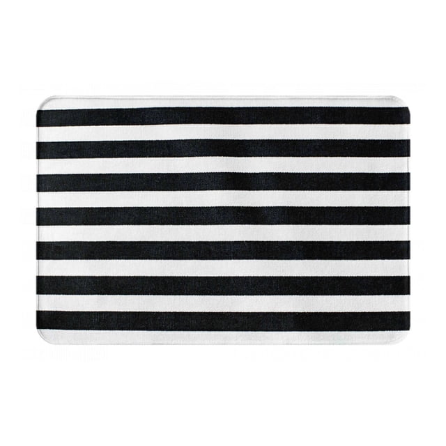 Bathroom Rugs Mat, Black And White Stripes Washable Non Slip Bath