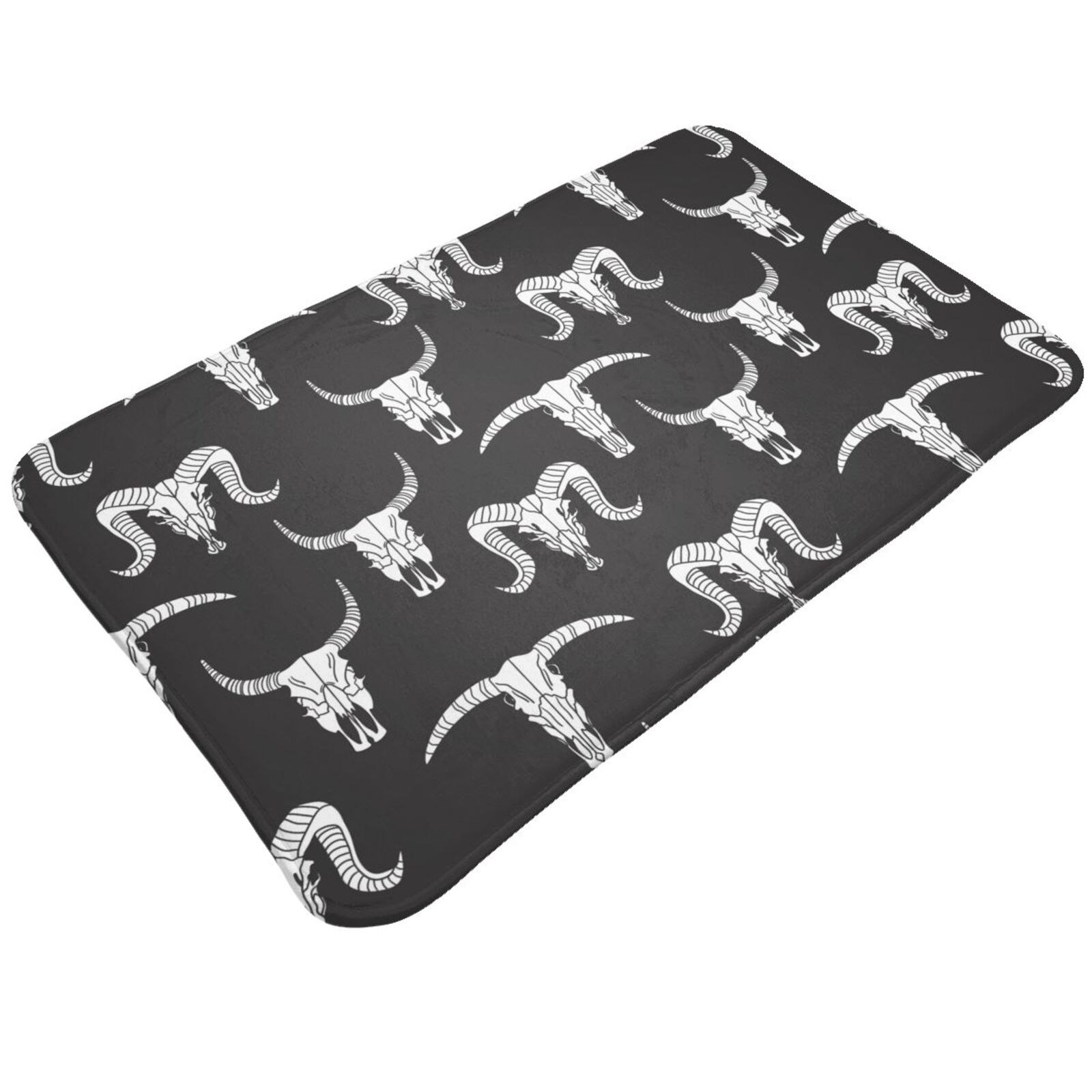 Bathroom Rugs Mat Black white goat skull Entryway Indoor Door Mat