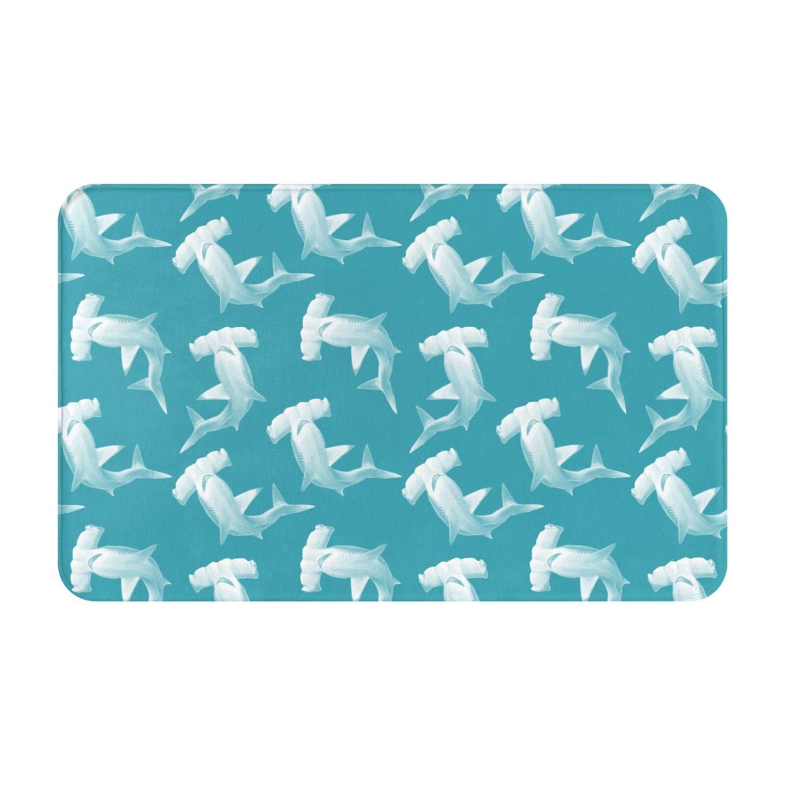 Bathroom Rugs Mat Blue Hammerhead Shark NonSlip Entryway Indoor Door