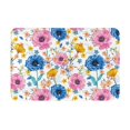 Bathroom Rugs Mat, Blue Pink Yellow Rose Flowers Washable Non Slip Bath