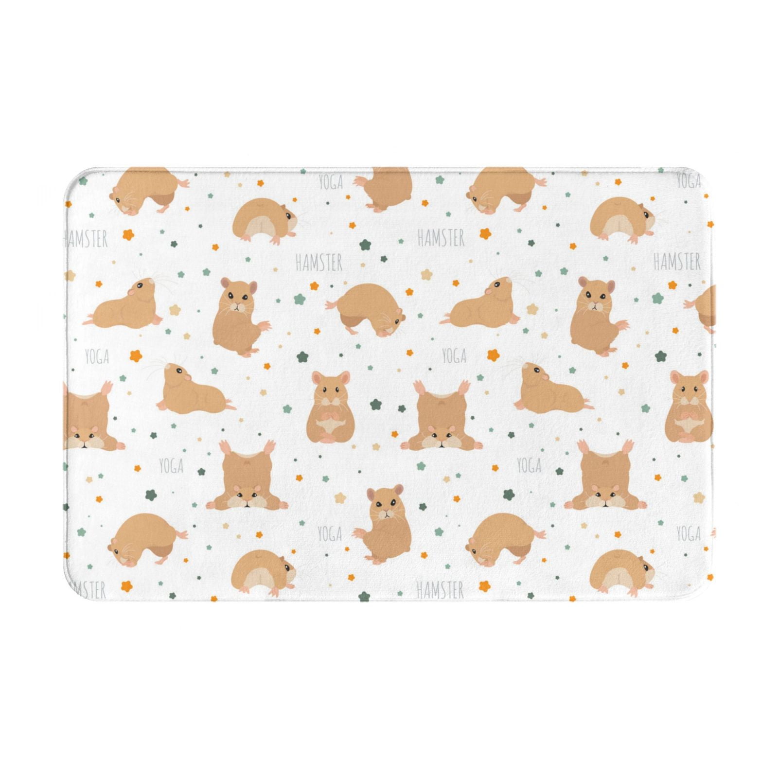 Bathroom Rugs Mat, Cartoon Cute Yoga Hamster Stars Washable Non Slip