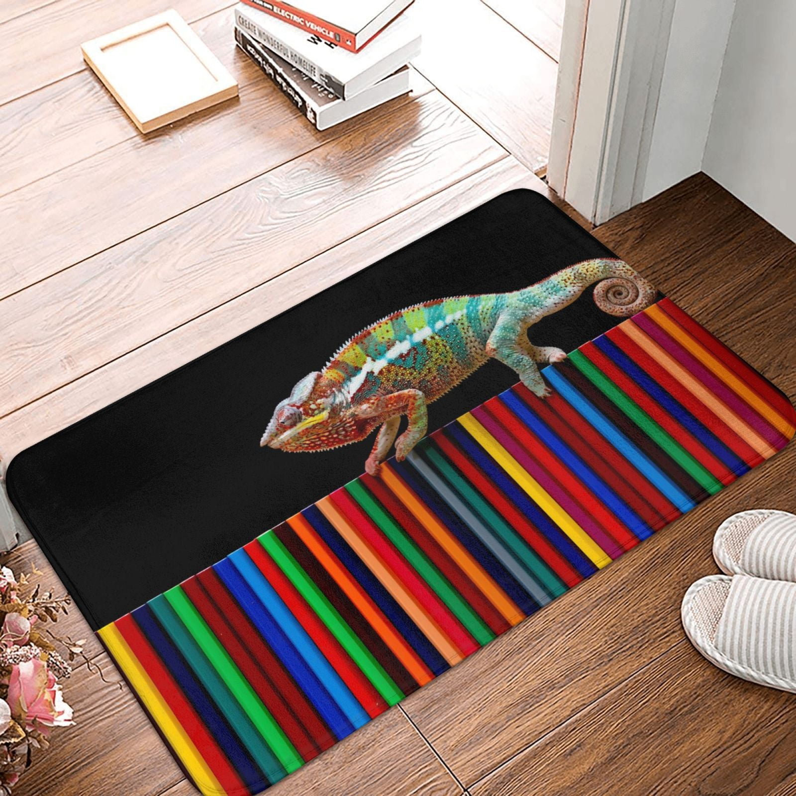 bathroom-rugs-mat-chameleon-panther-on-colored-pencils-entryway