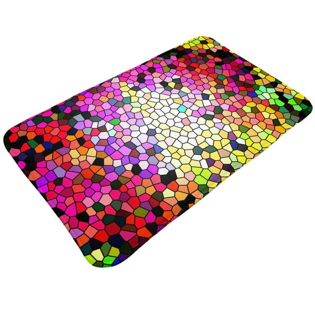 Bathroom Rugs Mat Colorful Tie Dye Stained Glass 3 Entryway Indoor
