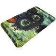 Bathroom Rugs Mat, Cute BigEyed Black Cat Door Mats Entryway