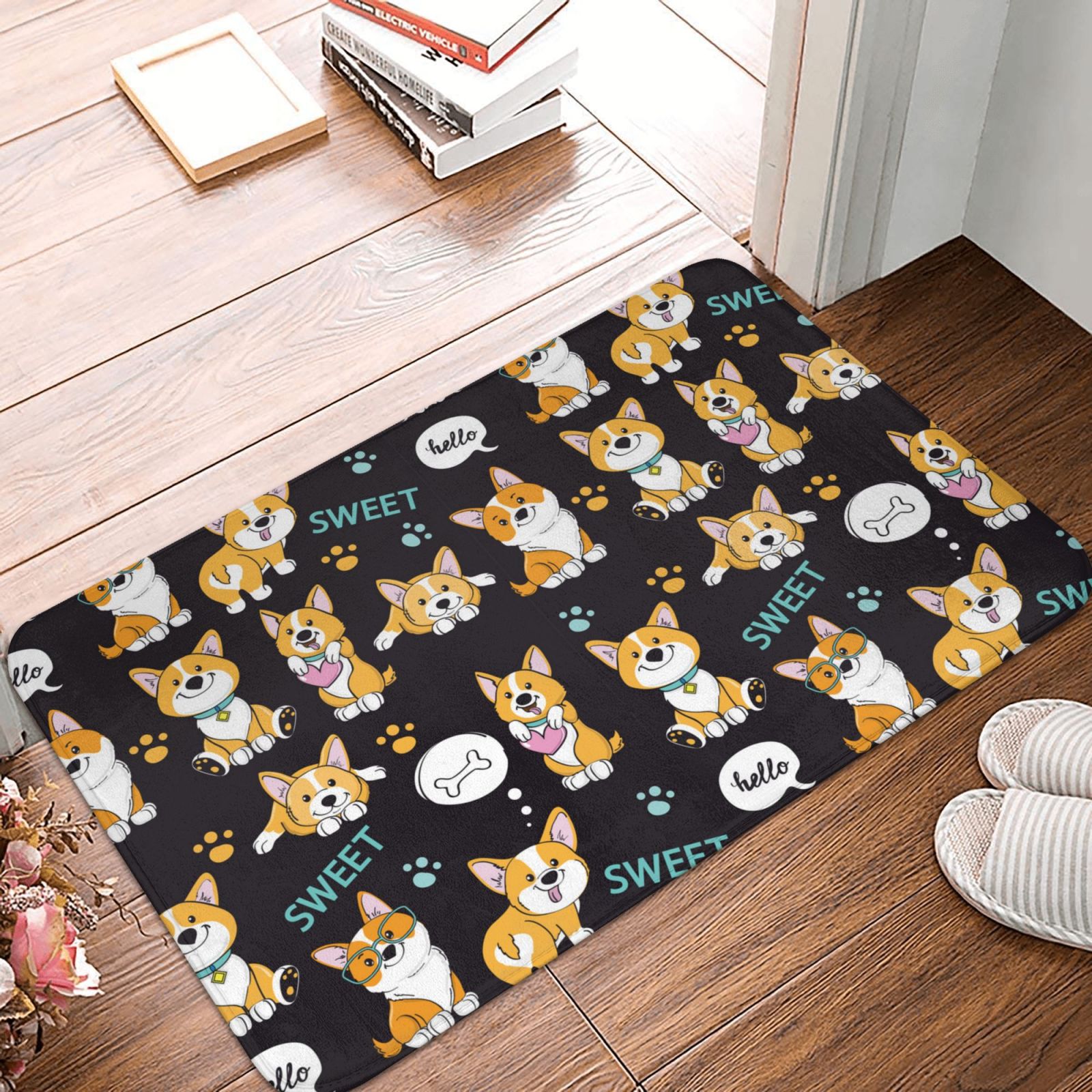 Bathroom Rugs Mat, Cute Dogs Entryway Indoor Door Mat Kitchen