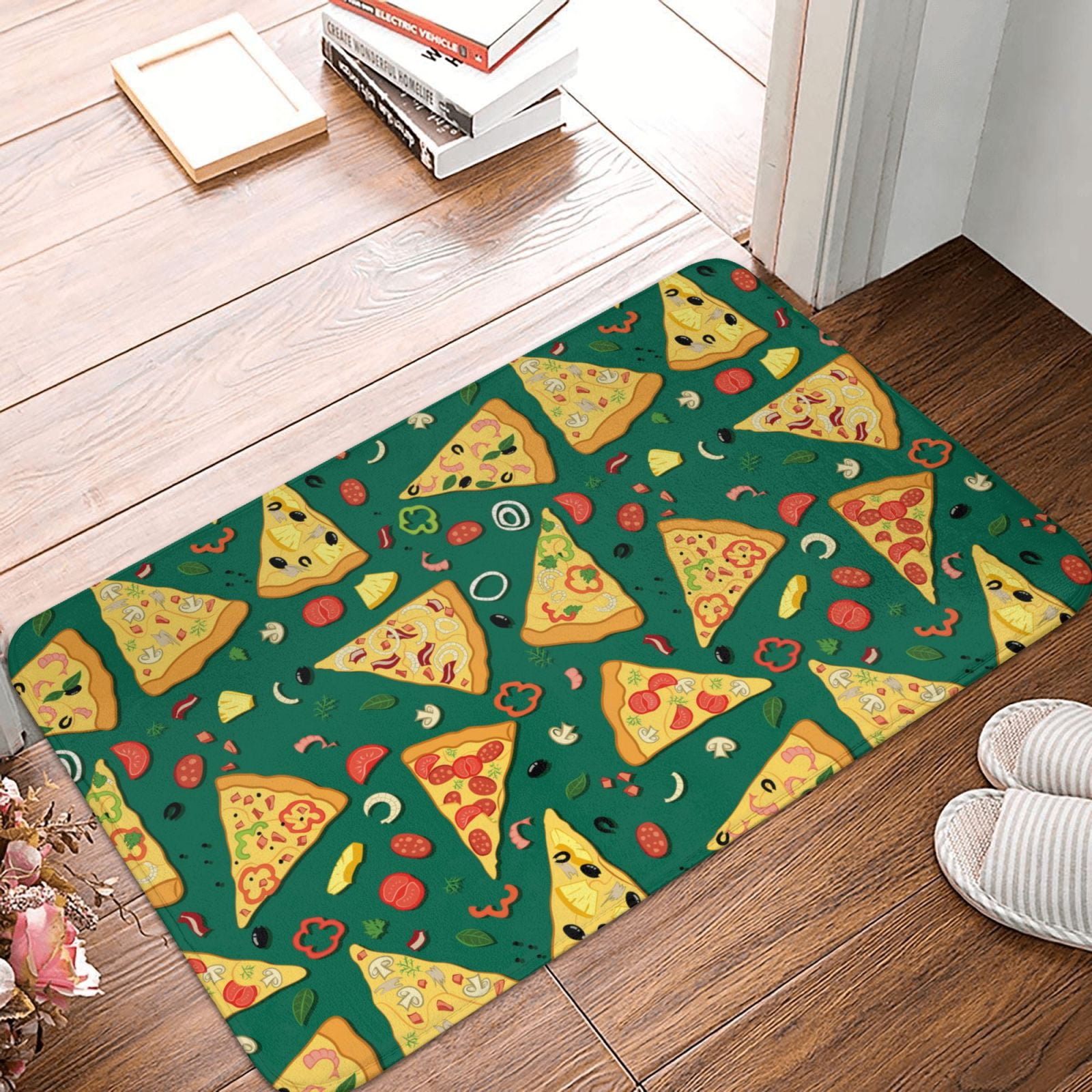 Bathroom Rugs Mat Cute Pizza Food Entryway Indoor Door Mat Kitchen