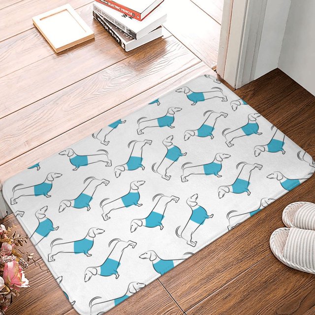 Bathroom Rugs Mat Dachshund Dog Puppy Blue Entryway Indoor Door Mat