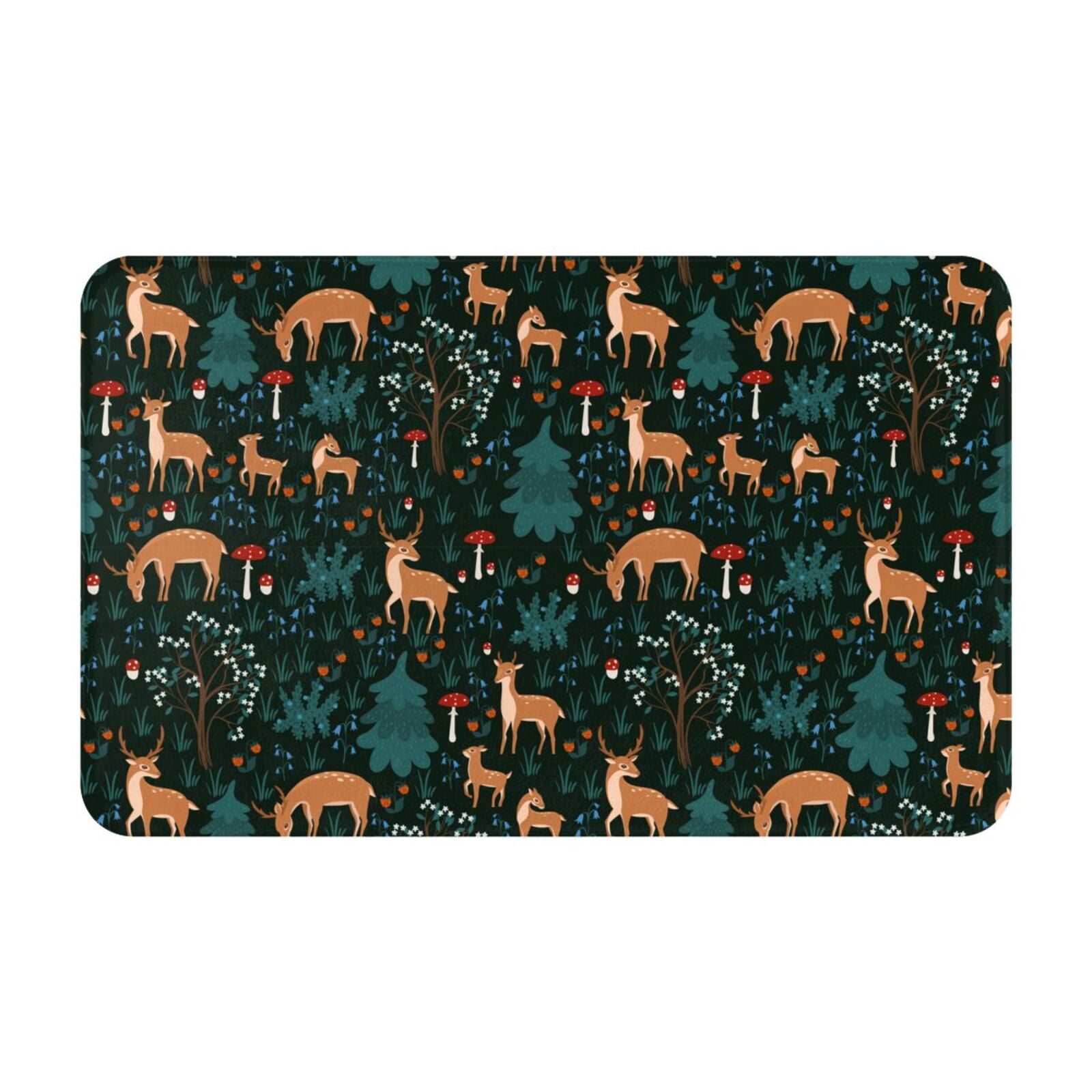 Bathroom Rugs Mat Deers In The Forest NonSlip Entryway Indoor Door