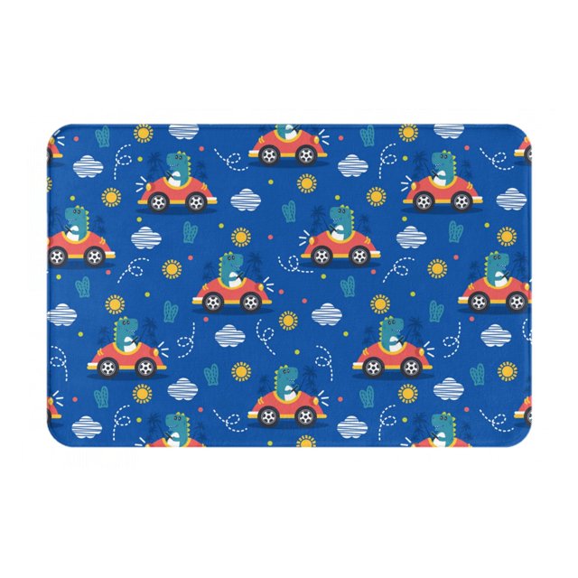 Bathroom Rugs Mat, Dinosaur Driving Washable Non Slip Bath Kitchen Mat