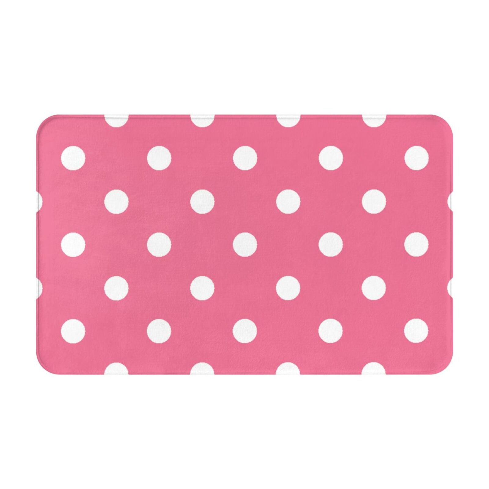 Bathroom Rugs Mat Dots On Rose Red Background NonSlip Entryway