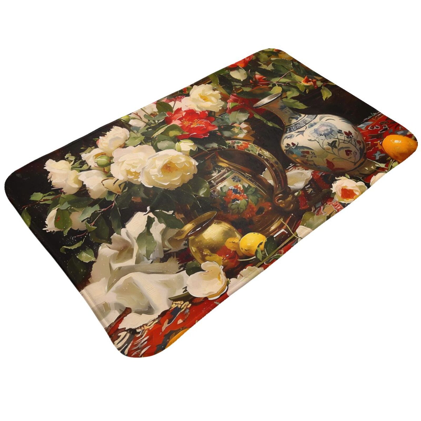 Bathroom Rugs Mat Elegant Still Life Roses Entryway Indoor Door Mat