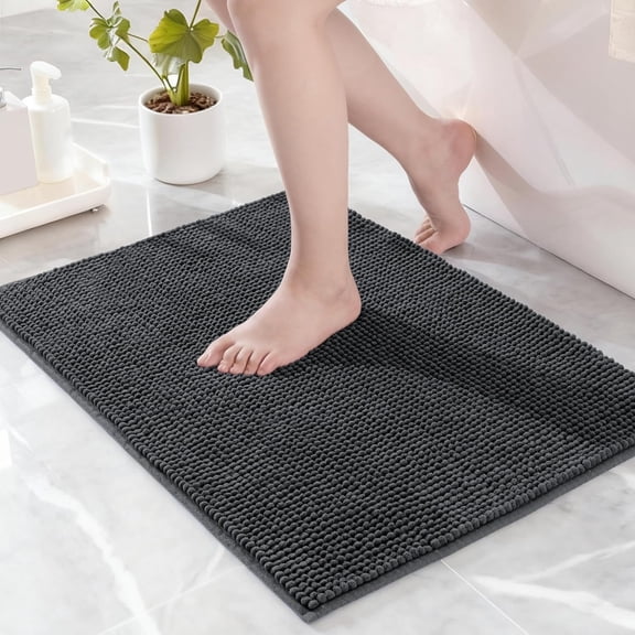 Bathroom Rugs Mat, Extra Soft Absorbent Chenille, Quick Dry, Machine Washable for Bathroom Floor, Shower, Home Decor, Grey