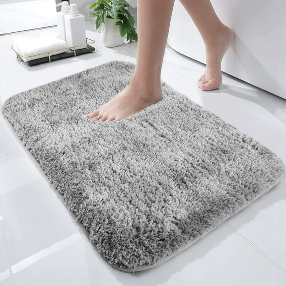 SEISSO Bath Rugs,None Slip Bath Mat for Bathroom, Machine Washable, 24×16 inch,Grey,Deal on Sale Clearance