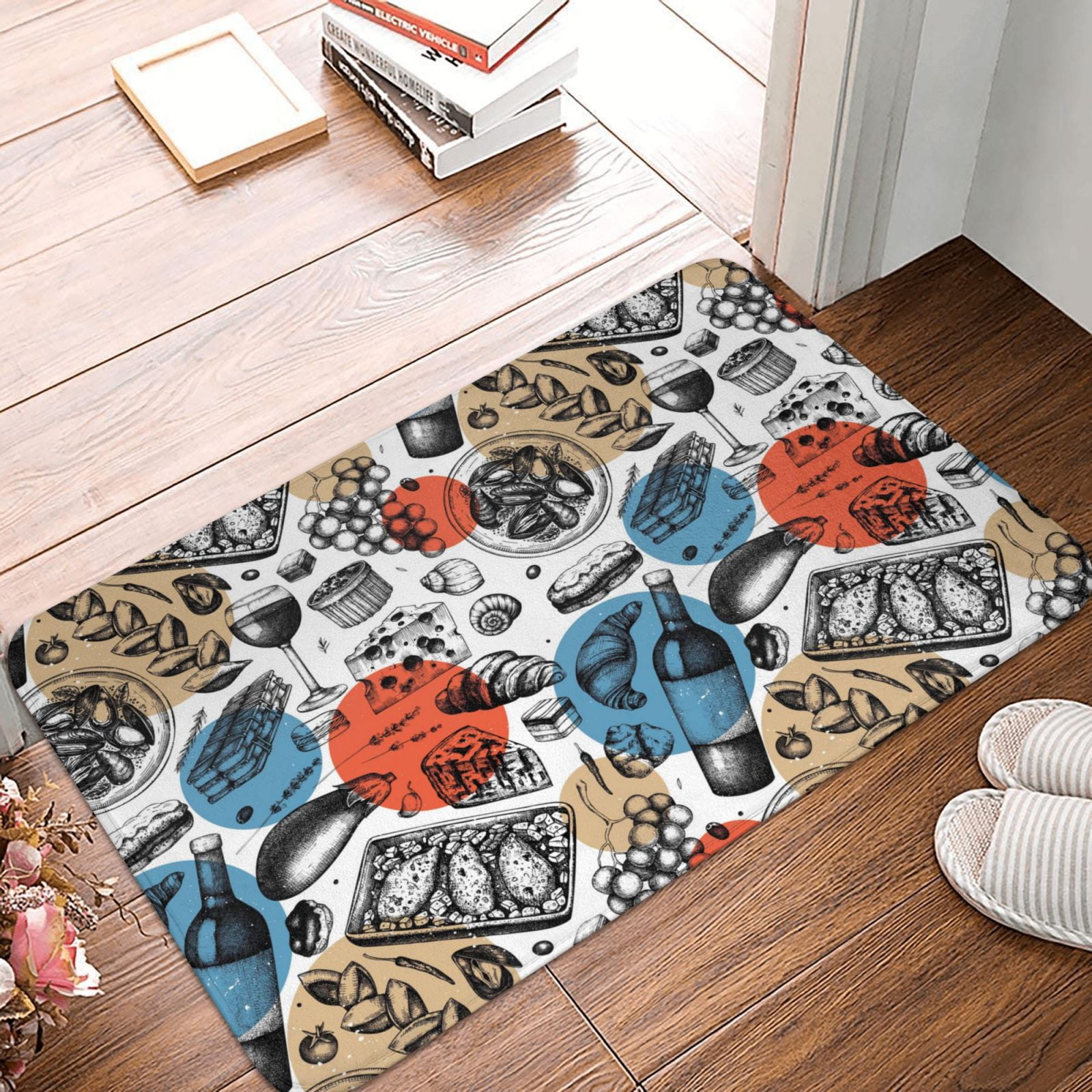 Bathroom Rugs Mat, French Food Entryway Indoor Door Mat Kitchen Bedroom