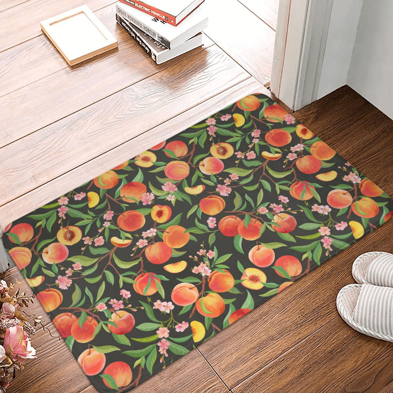 Bathroom Rugs Mat - Fruits Peach Entryway Indoor Door Mat Kitchen ...