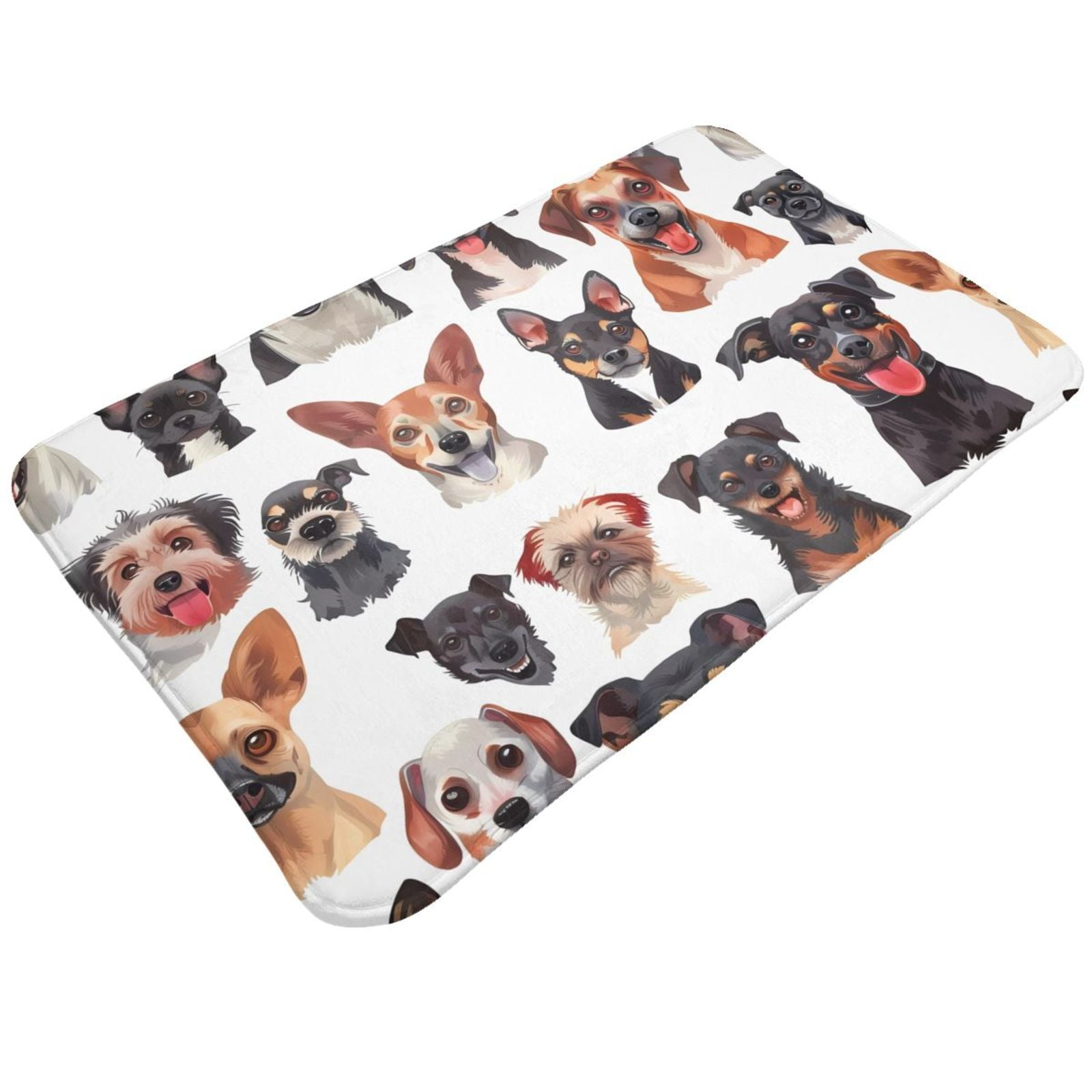 Bathroom Rugs Mat Happy Dog Faces Collage Entryway Indoor Door Mat