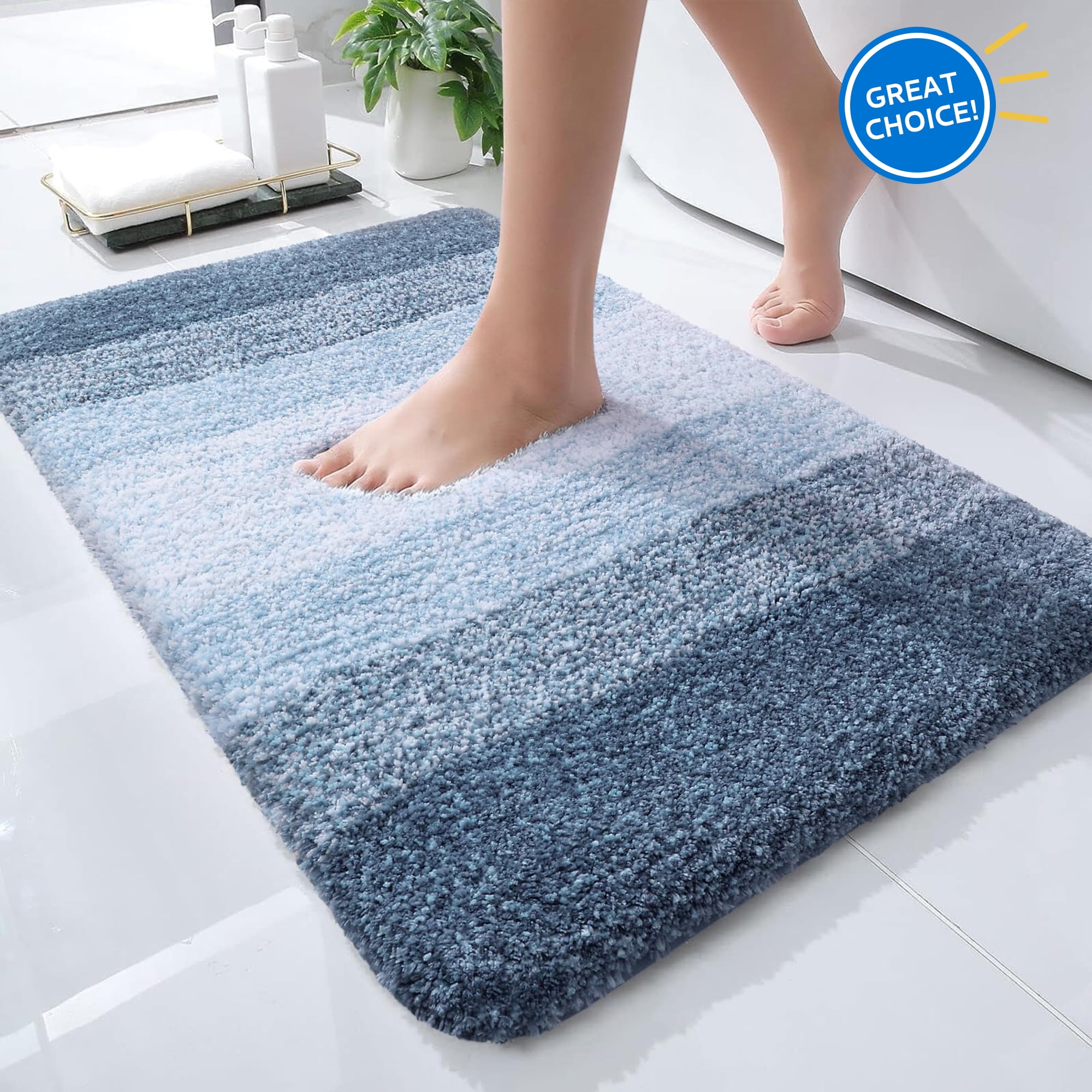 Warmgifts Dark Blue Bathroom Rugs Mat, Large Bath Rug for Bathroom