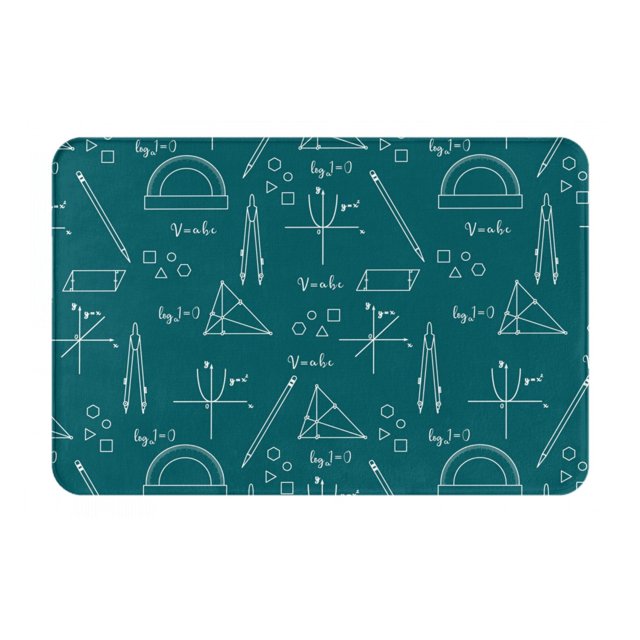 Bathroom Rugs Mat, Math Print green ruler Washable Non Slip Bath